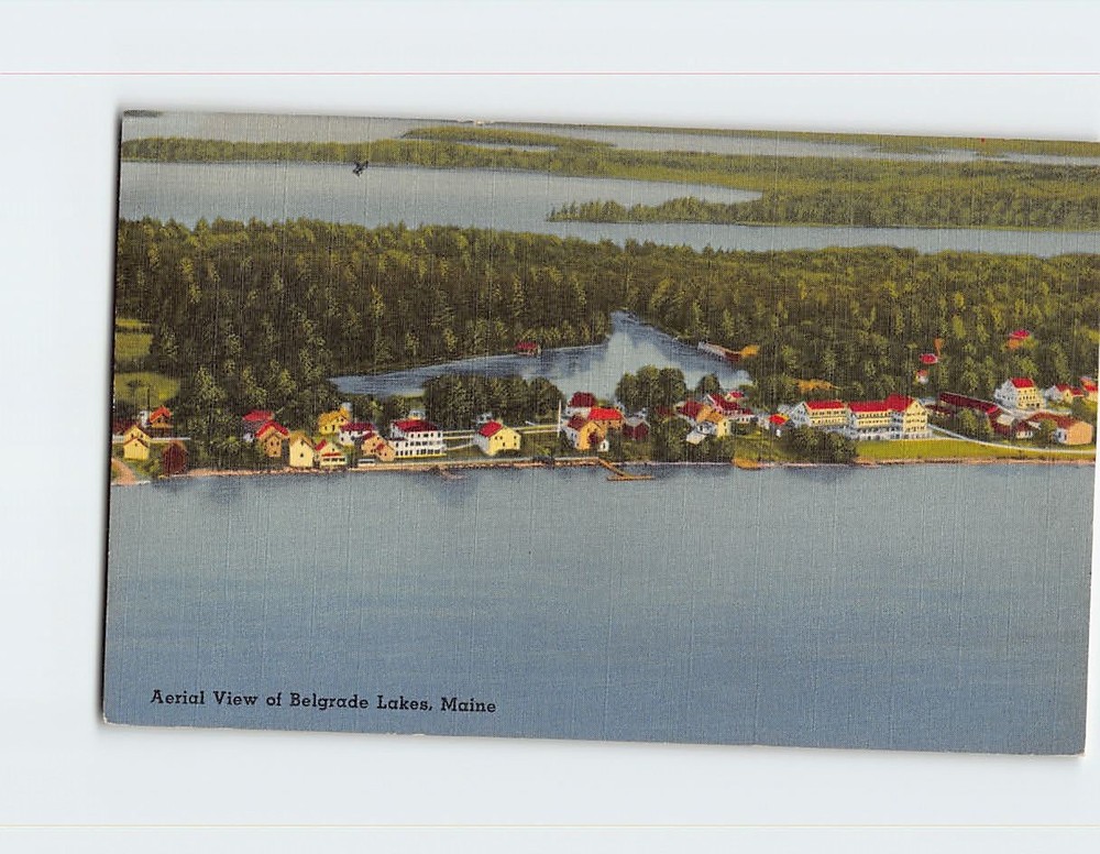 Postcard Aerial View of Belgrade Lakes Maine USA