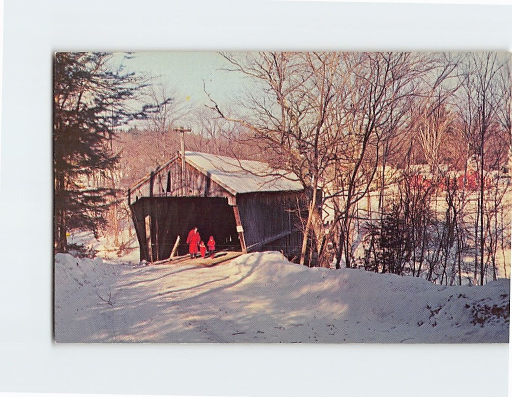 Postcard A Picturesque Covered Bridge In New Englands Winter Wonderland USA