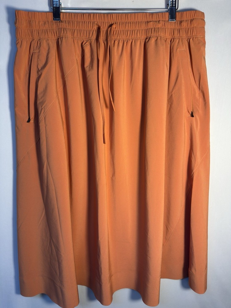 Athleta Orange Midi Skirt Size 20 Elastic Waist Pockets Stretch Athletic