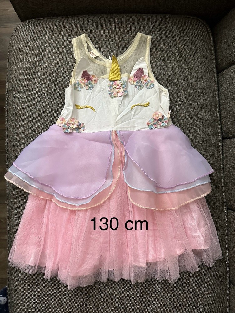 Girls Unicorn Tutu Dress 130 cm Pink/Purple/White Tulle Sleeveless Party