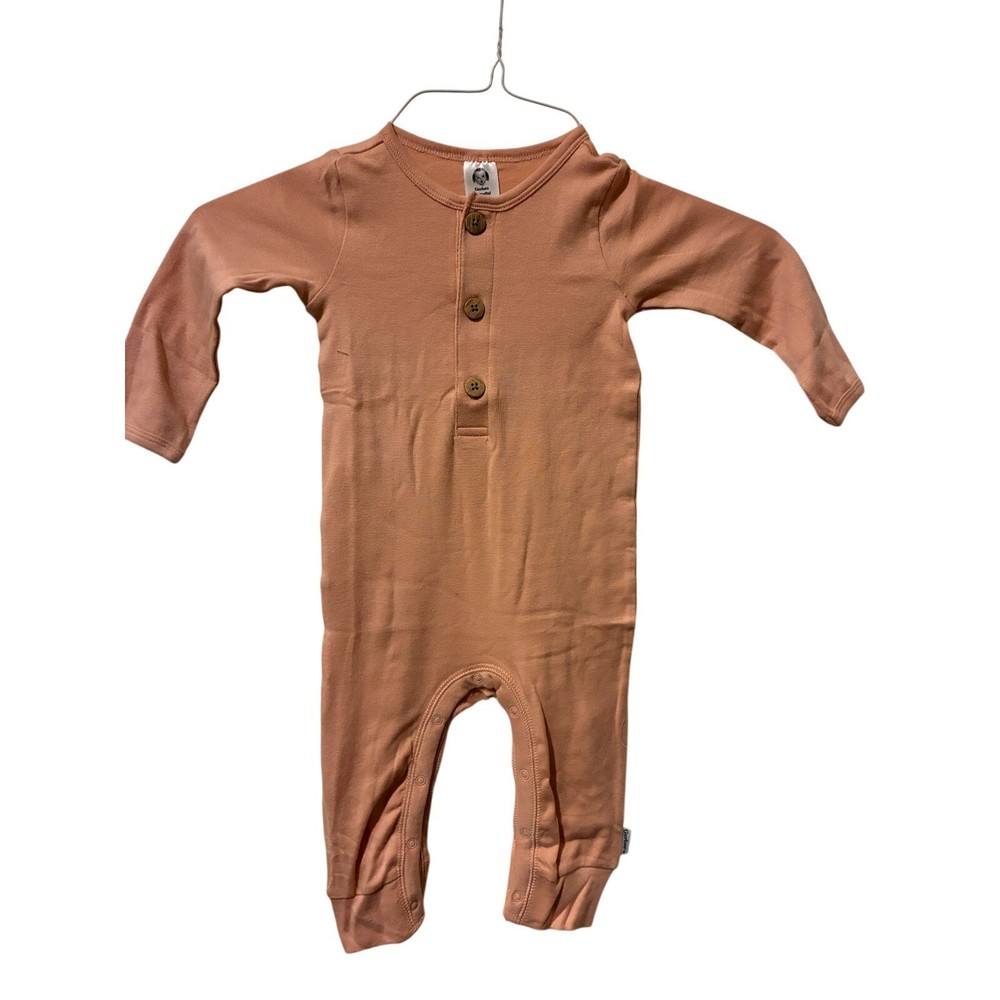 Gerber Baby Girls Peach Long Sleeve Romper Bodysuit Snaps Size 12 Months