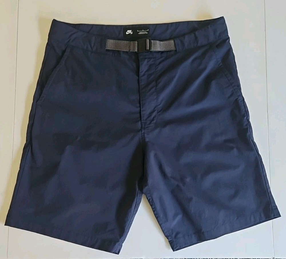Nike SB El Chino Skate Shorts Belted Navy Blue Skateboarding Stretch Men's 32