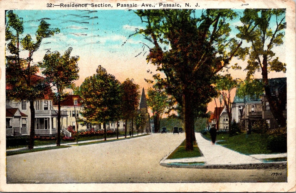 Residential Area, Passaic Ave, Passaic NJ c1924  Vintage Postcard C49