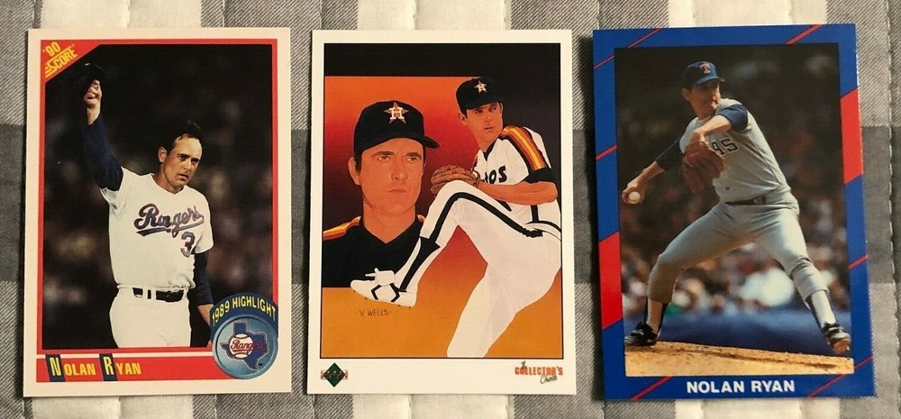 NOLAN RYAN 3 Baseball Card Lot - 