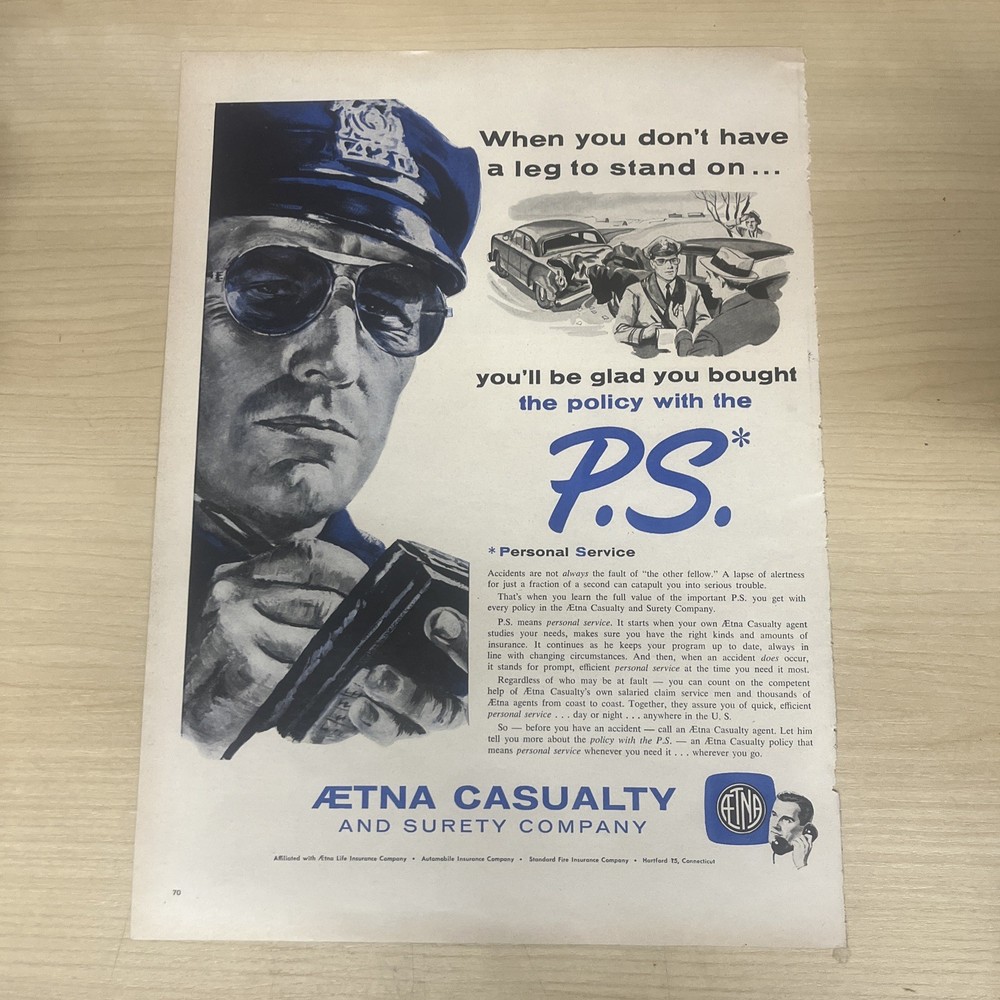 Aetna Casualty Surety Company Insurance Vintage Print Ad 1955 Life Magazine