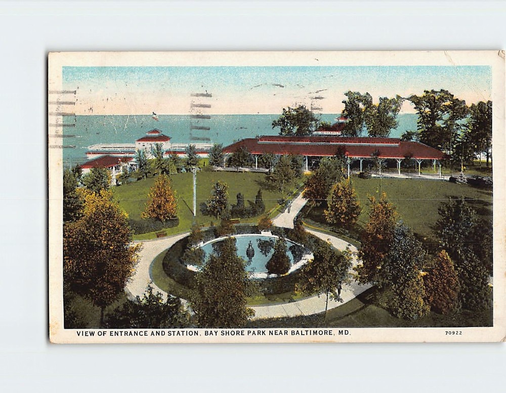 Postcard View of Entrance & Station Bay Shore Park Maryland USA