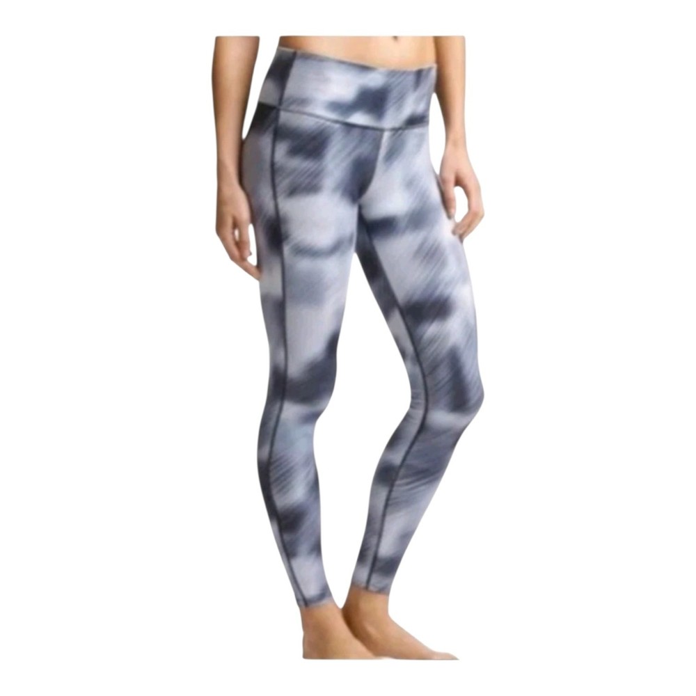 Athleta Womens Black Marble Print High Rise Alpine Chaturanga Leggings Large