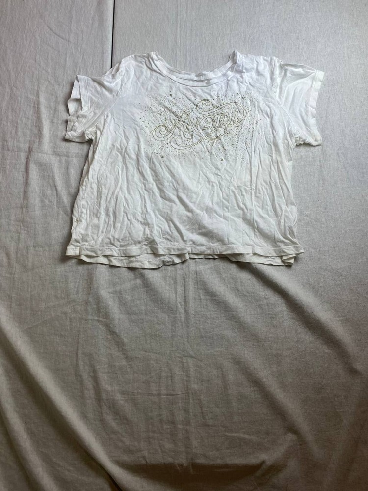 Victoria's Secret Shirt Womens Size XL White Angel Short Sleeve Cropped Casual