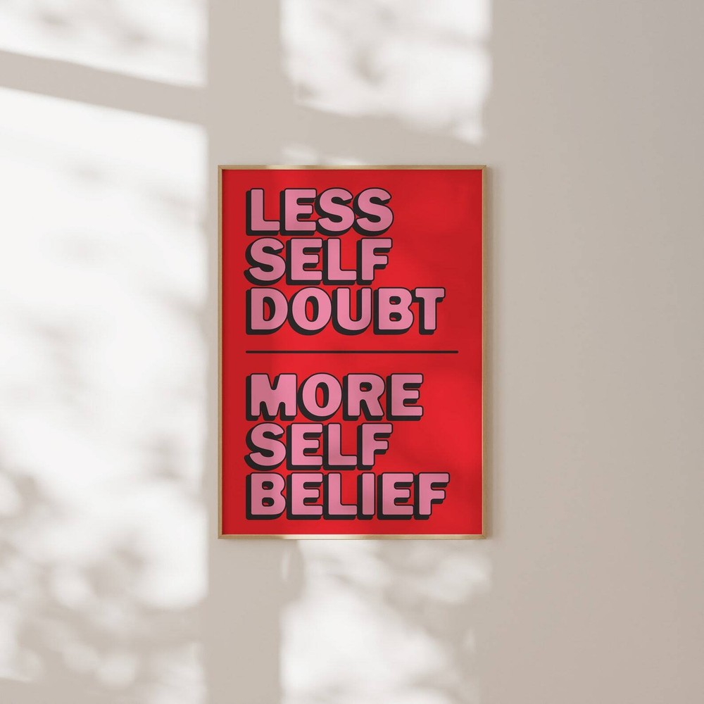 Less Is More Motivational Poster Creativity Quote Retro Wall Art Red Typography