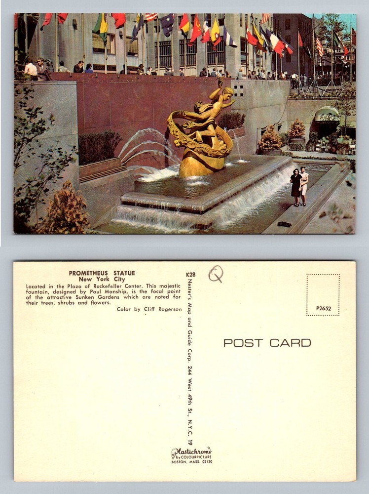 New York, NY-New York, Rockefeller Center Prometheus Statue Vintage Postcard
