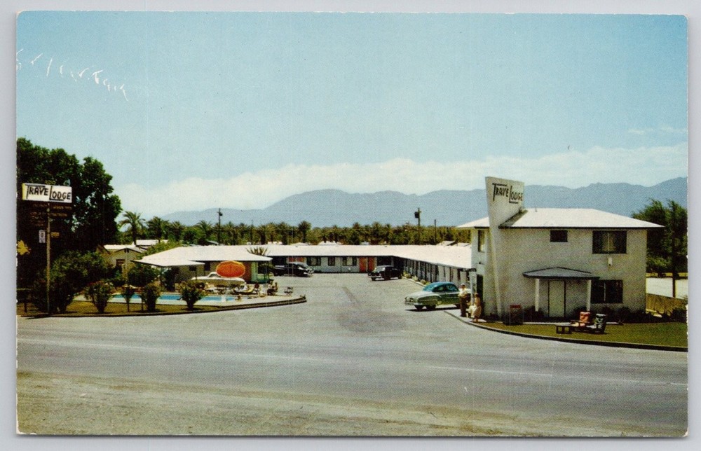 Indio California TraveLodge Motel Postcard Coachella Valley Vintage 1950s 60s