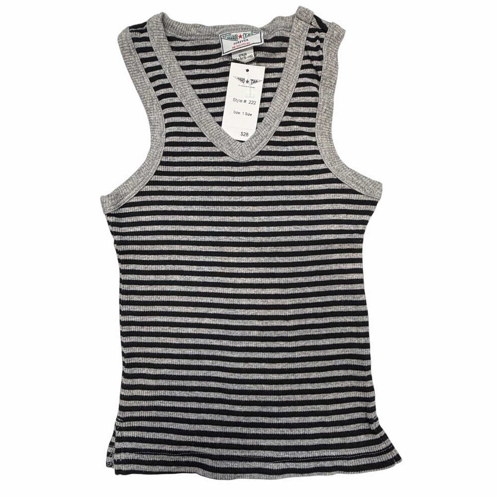 Hard Tail Forever Y2K Tank Top Women One Size Ribbed Stripe Knit USA Cotton