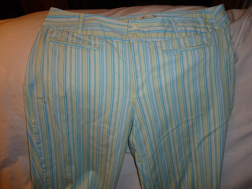 Columbia River Resort womens 8 Capri pants striped mid rise stretch cotton blend