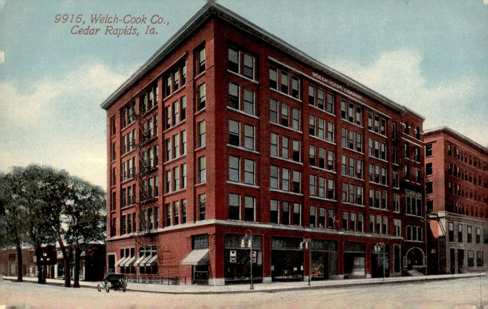 C1910 Welch-Cook Co Cedar Rapids Iowa IA Vintage Litho Architecture Postcard