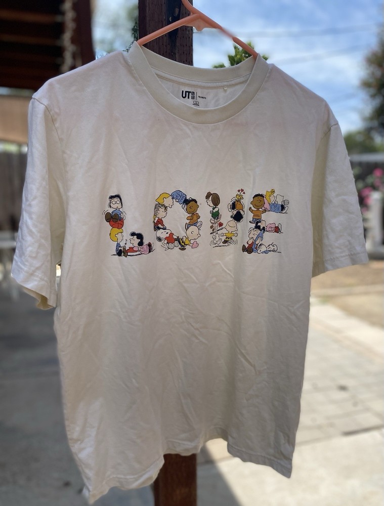 Uniqlo UT x Peanuts Snoopy Men's White Graphic Print Cotton Jersey T-Shirt L
