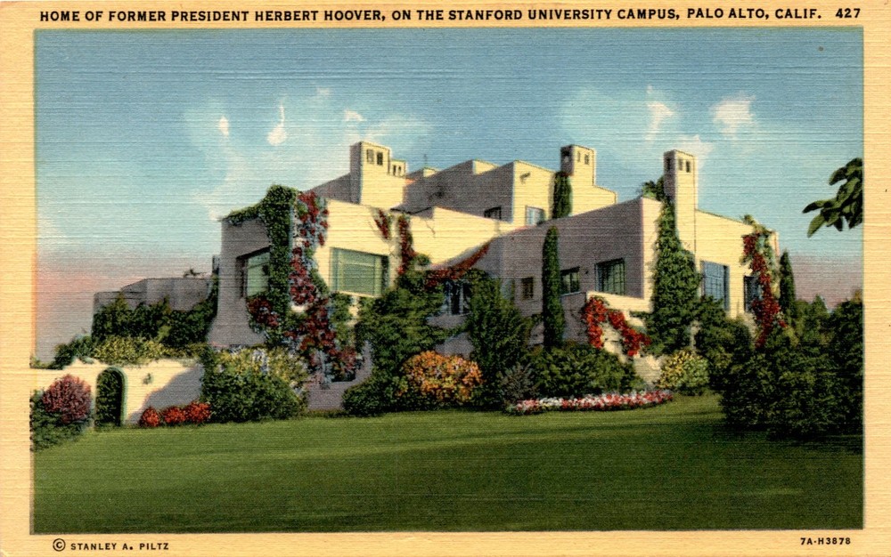 Herbert Hoover, Stanford University Campus, Palo Alto, Santa Clara Postcard