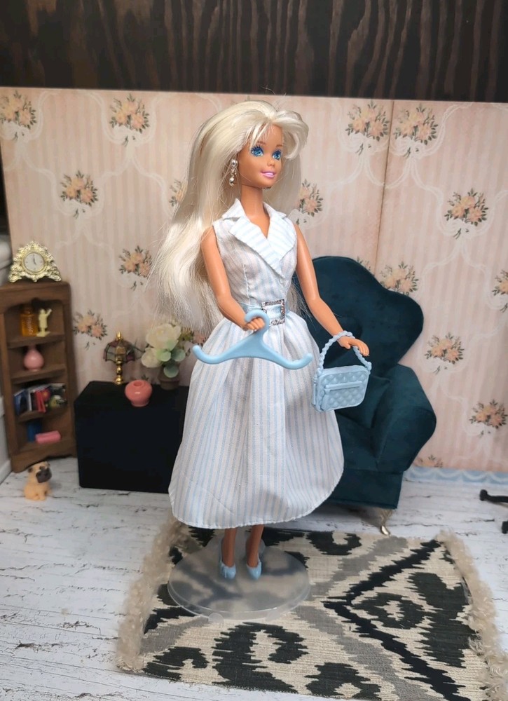 Vintage Barbie Outfit - Tagged Mattel Dress, Shoes, Purse, Hanger