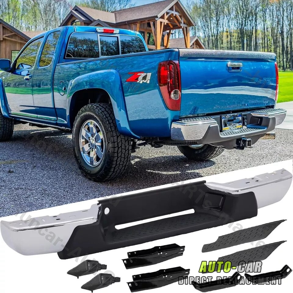 Complete Chrome Rear Steel Bumper For 2004-2007 Chevy Colorado GMC Canyon CA