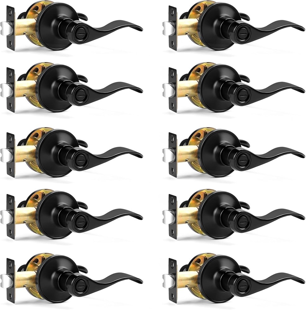 Durable Matte Black Privacy Door Levers - 10 Pack for Left/Right Hand Doors