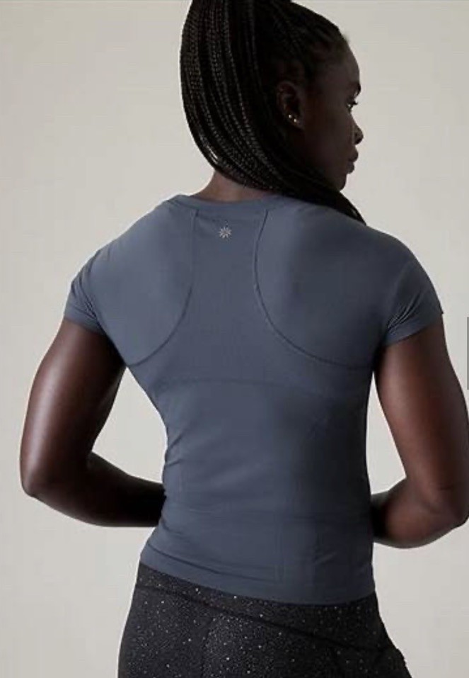 Athleta Momentum seamless tee- large- granite blue? Nwot