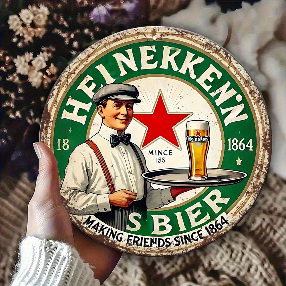 Vintage Beer Serving Tray Design Retro Pub Aluminum Sign