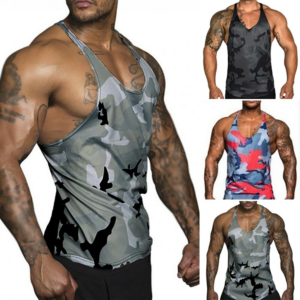 Men's Gym Sleeveless Pullover Vest Muscle Tank Top Sizes M L XL