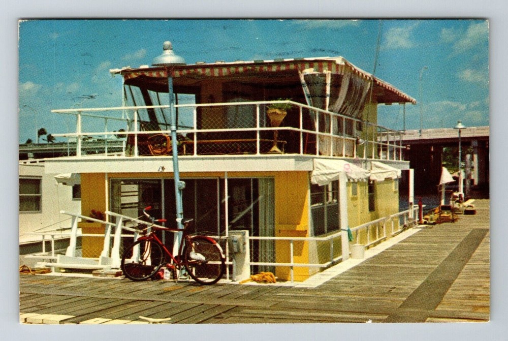 West Palm Beach FL-Florida, Waterfront Living, Exterior, Vintage Postcard