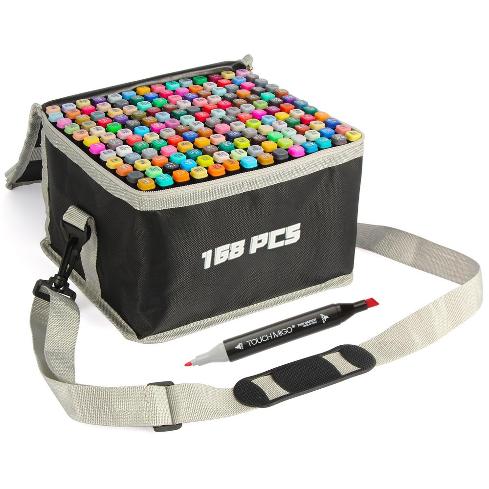 168-Color Dual-Tip Alcohol Art Markers for Adults & Kids - Premium Sketching & Coloring Set