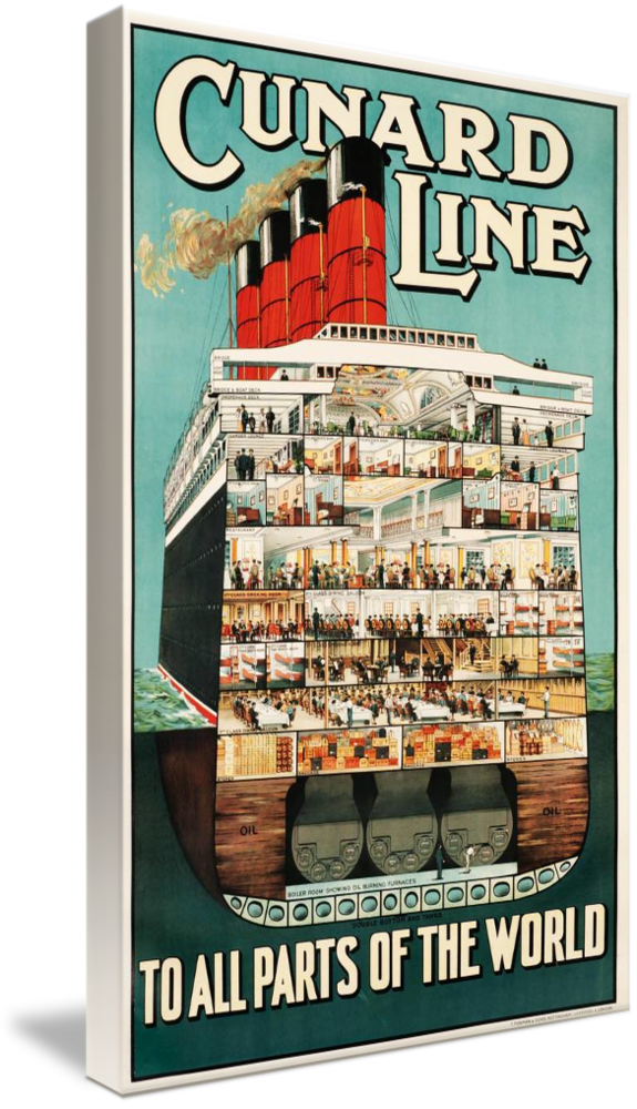 Canvas Art - Cunard Line Cruise Vintage Advertisement,