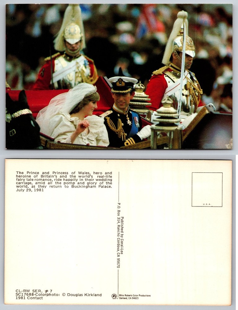 1981 Prince Charles Princess Diana Royal Wedding Carriage Postcard