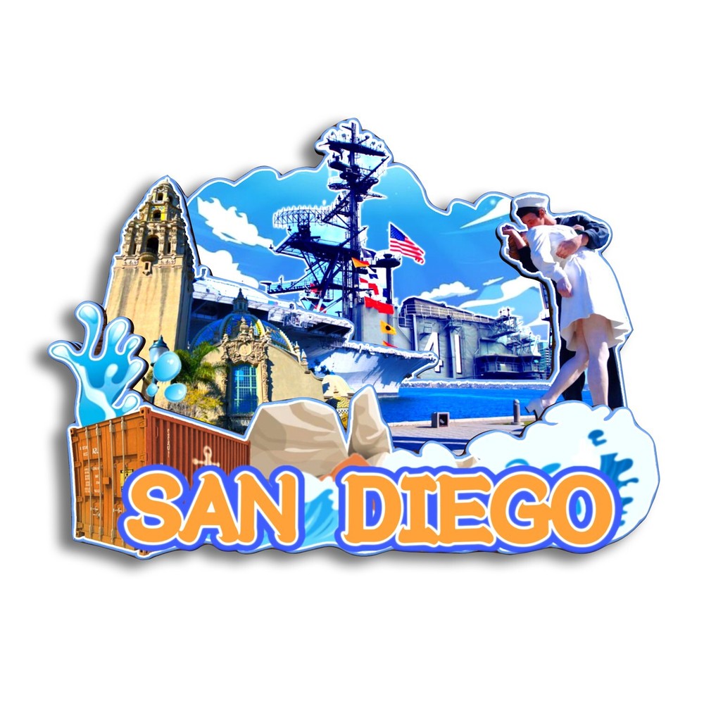 San Diego California USA Refrigerator magnet 3D travel souvenirs wood craft