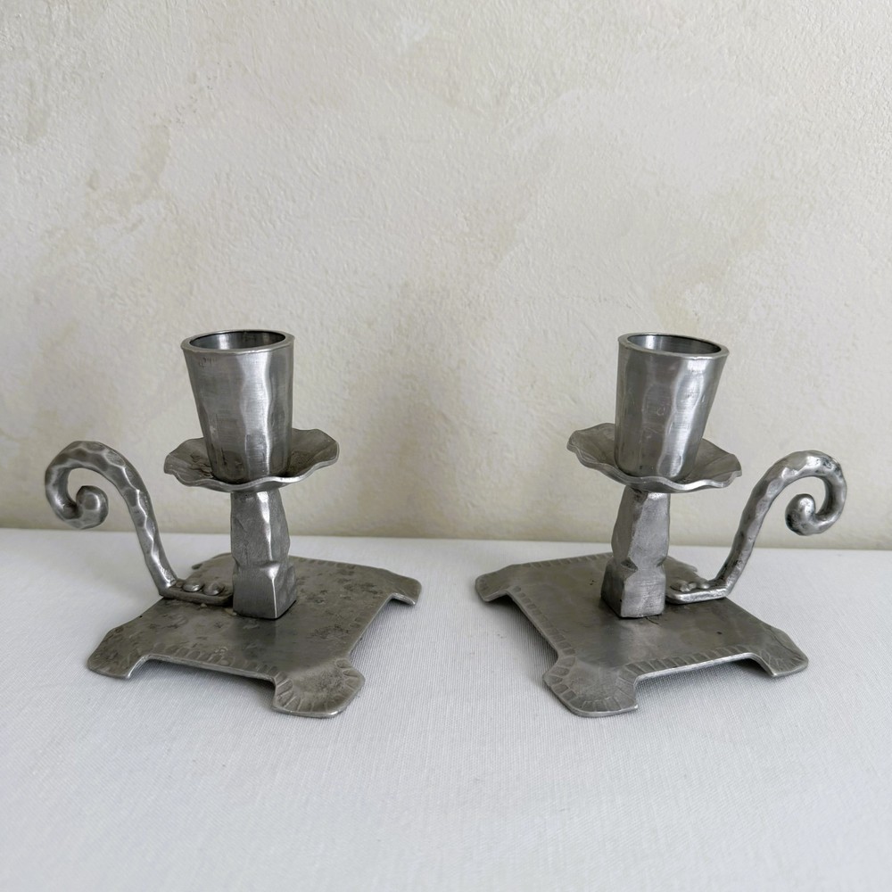 Vintage Everlast Hand Forged Aluminum Candlestick Holders Set of 2
