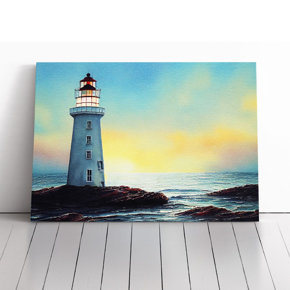 Watercolour Lighthouse Vol.3 Canvas Wall Art Print Framed Picture Home Decor