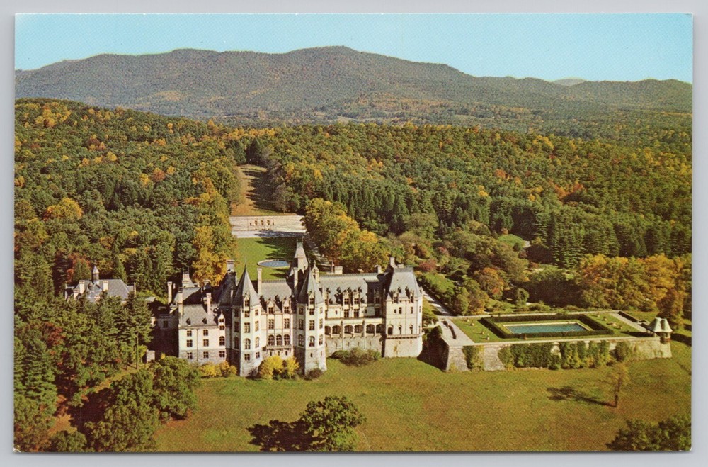 Aerial View of Biltmore House & Gardens Asheville North Carolina NC Postcard