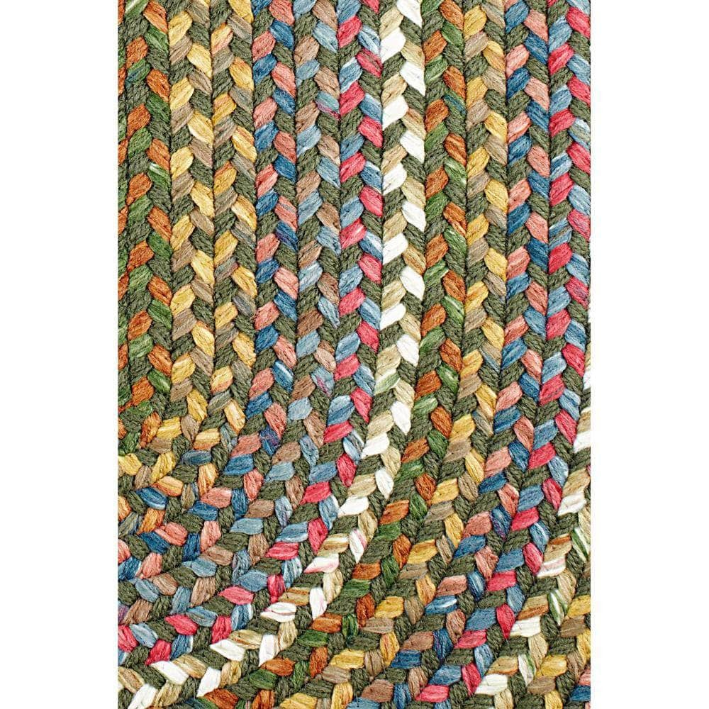 Gemstone Earthy Emerald Braided Kitchen Rug - Patio / Porch Area Rug - Made in U