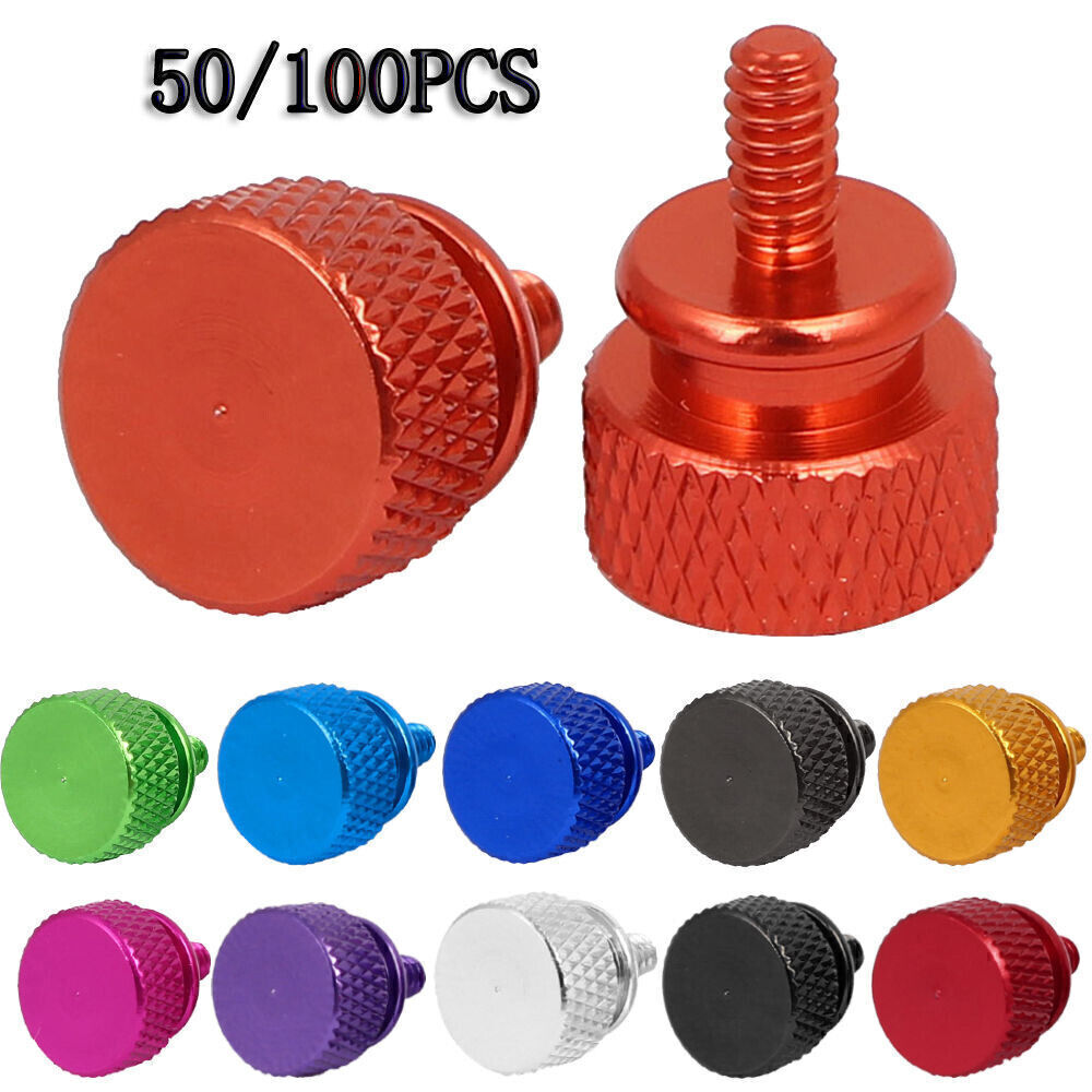 NEW 50/100PCS Aluminum Alloy Colorful Flat Knurled Head Thumb Anodize Oxidation