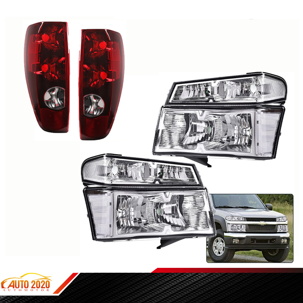 Bumper Headlight HeadLamp Clear + Tail Light Fit For 04-12 Chevy Colorado Canyon