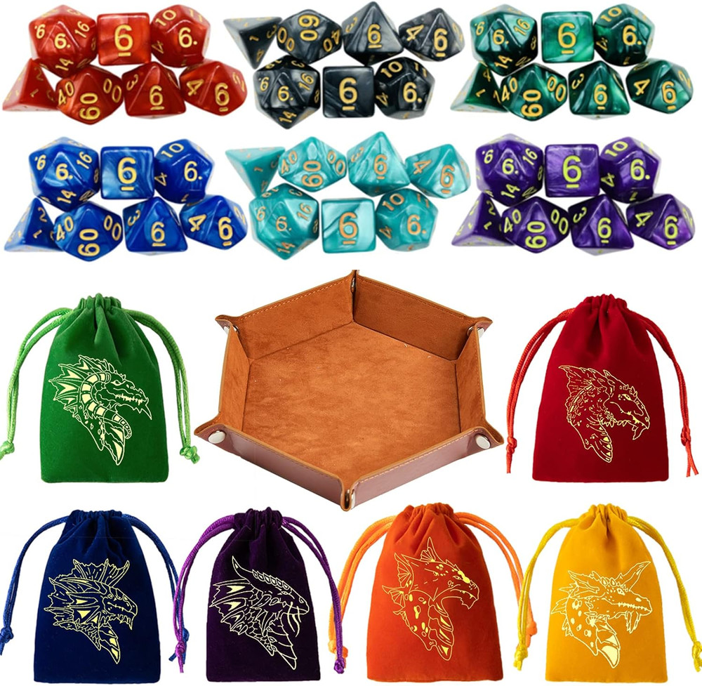 DND Dice Set 42 Pcs Polyhedral Dungeons and Dragons Rolling Dice for D&D RPG MTG
