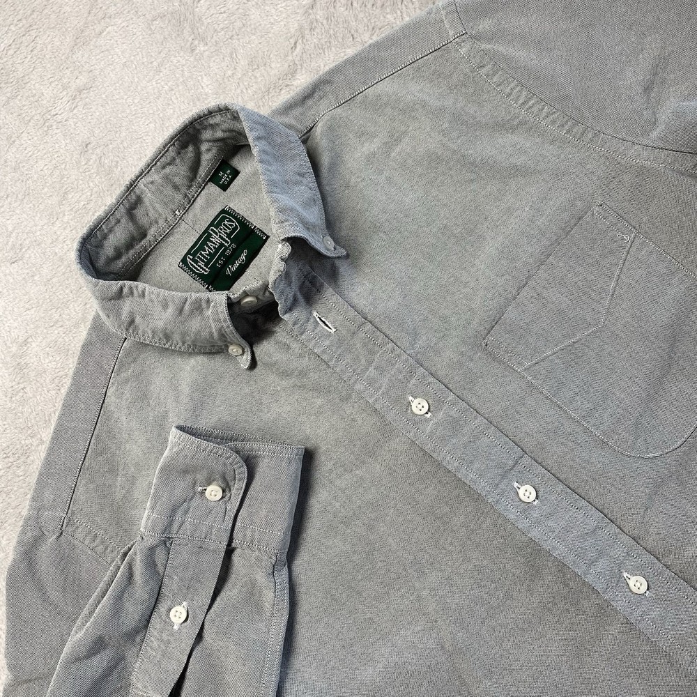 Gitman Bros Vintage Shirt Mens Medium Grey OCBD Oxford Cloth Button Down USA
