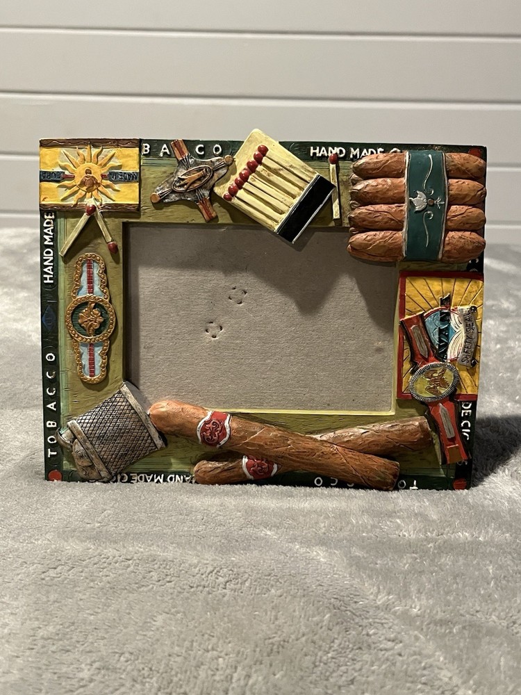 Russ Picture Frame Executive Suite Cigar Theme 3.5 x 5 Photo Hand Painted