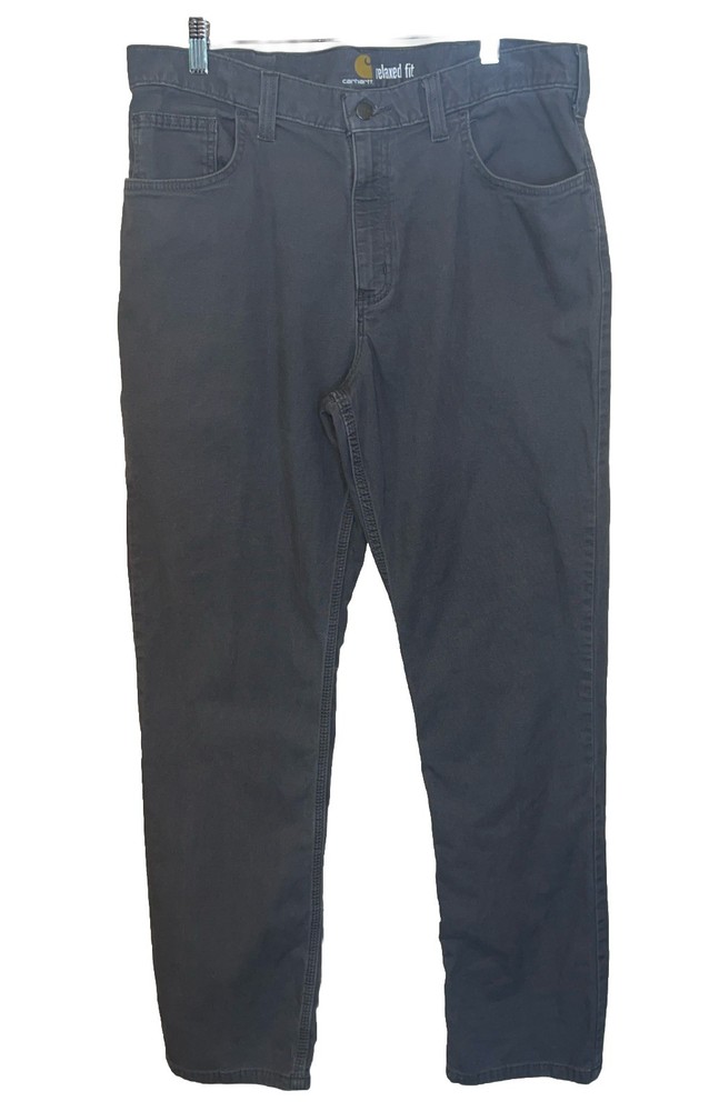 Carhartt Rugged Flex Canvas Work Pants Mens 34x32 Gray Relaxed Fit