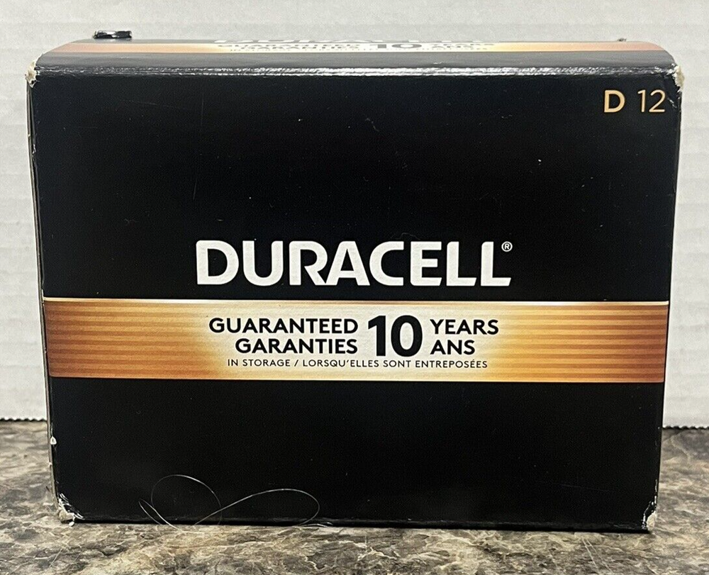 Duracell Coppertop D Alkaline Batteries, Box Of 12, damaged box, FREE SHIP