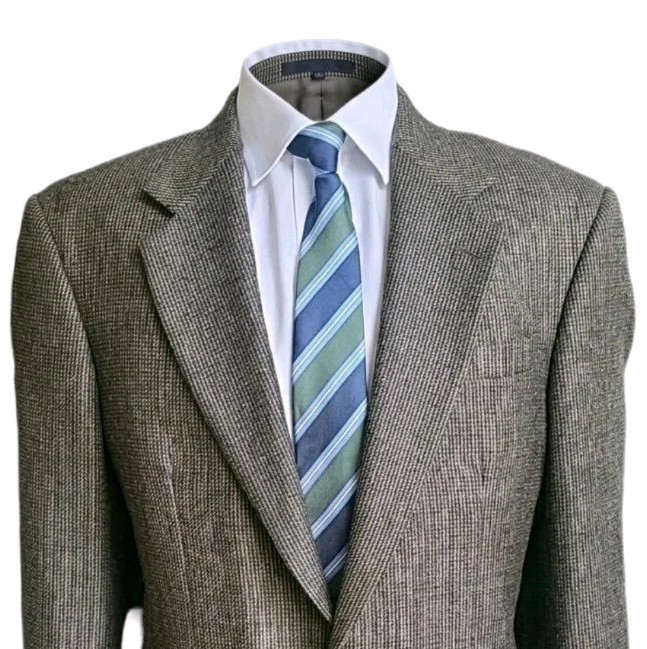 Oscar de la Renta Blazer Mens 40R Brown  Houndstooth Wool Sport Coat Jacket