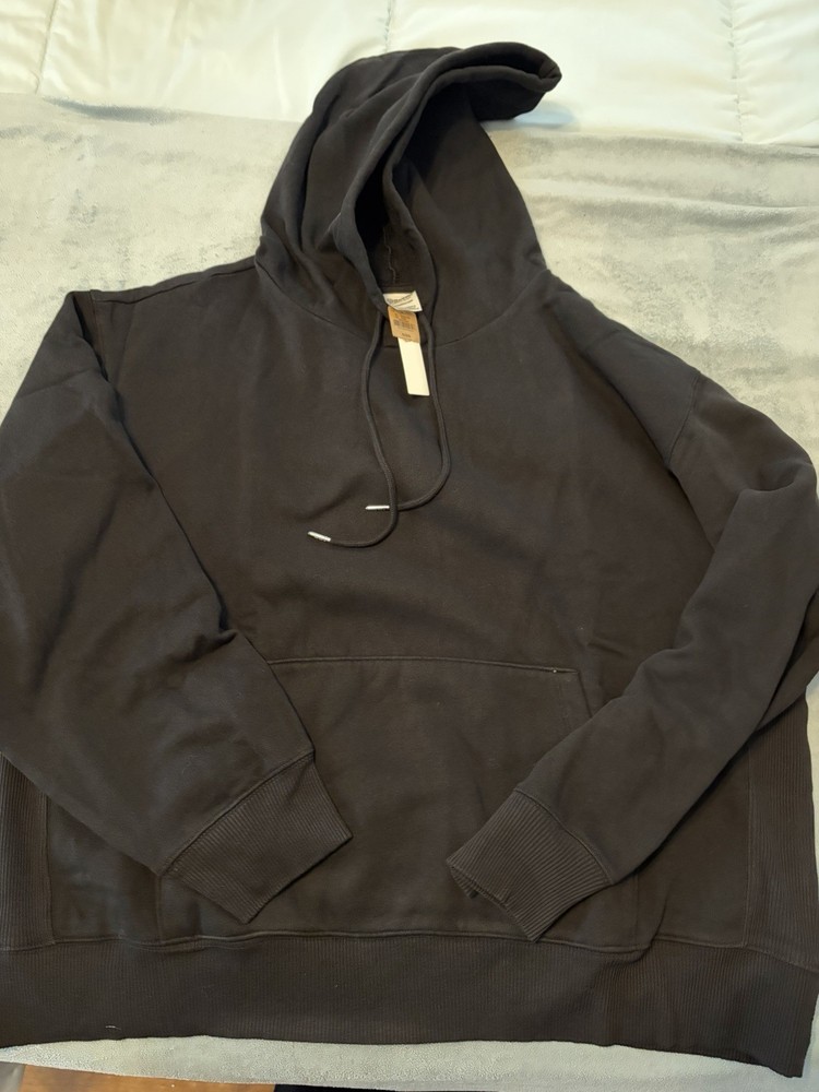 NWT Victoria's Secret PINK Premium Fleece Pullover Black Oversized Hoodie -XL