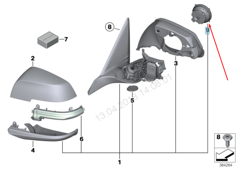 BMW 3 GT F34 Wing Mirror Adjustment Motor 67137266659 7266659 2016 New Genuine
