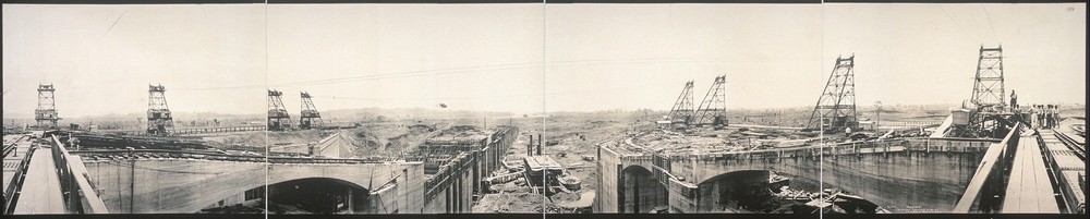 Photo:1914 Panoramic: North Approach,Gatun Locks,Panama Canal