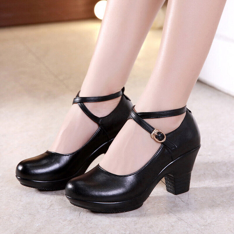 Elegant Women's Leather Platform Pumps for Dancing & Style  