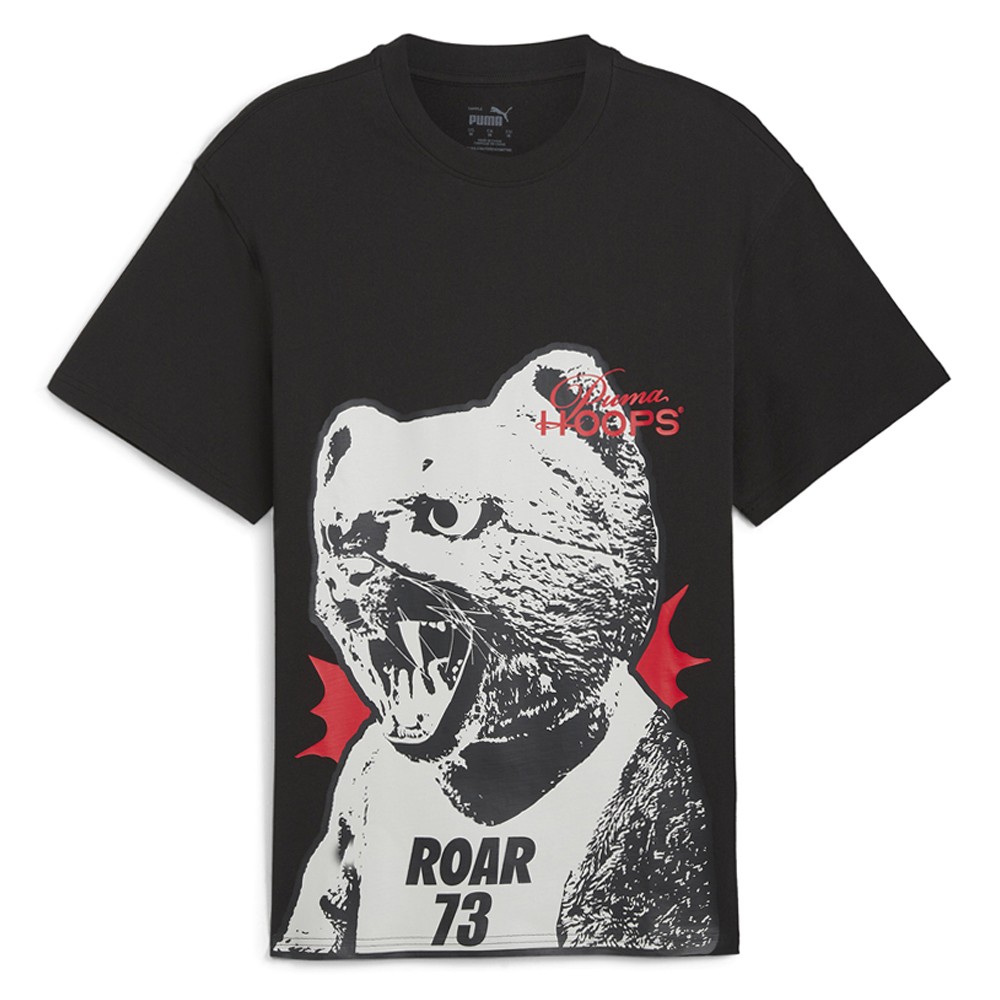 PUMA He Can Hoop Graphic Crew Neck Short Sleeve T-Shirt Mens Black Casual Tops 6