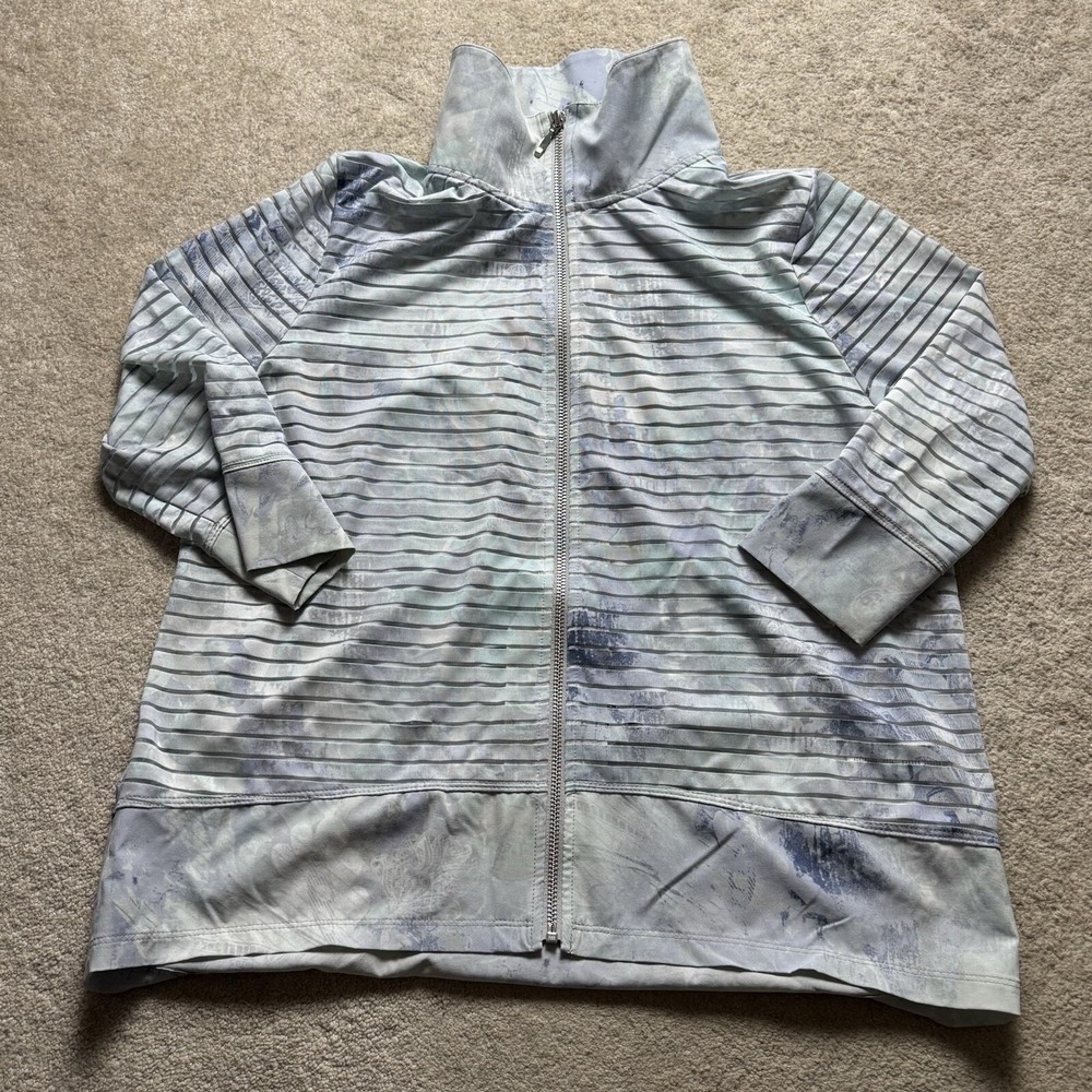 Zenergy Chicos Full Zip Jacket 3/4 Sleeve Lightweight Womens 2 Blue