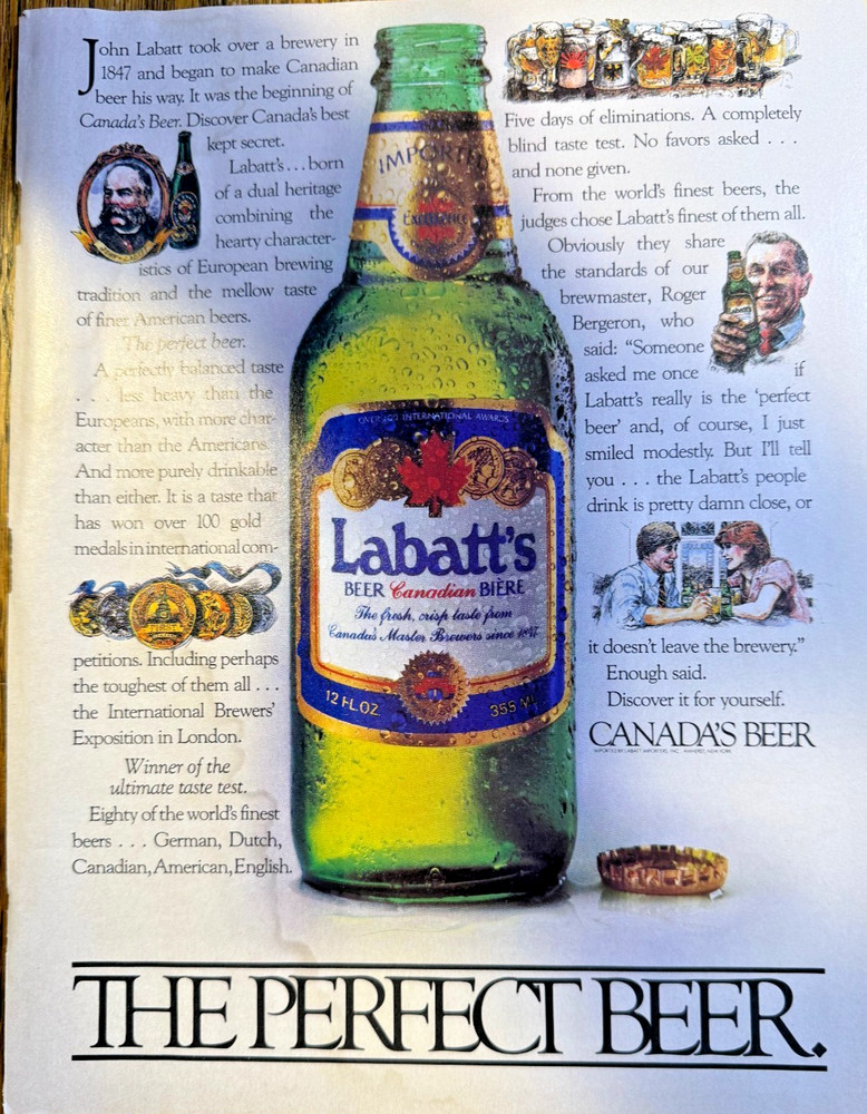 1985 Magazine Advertisement Labatt's Canadian Beer